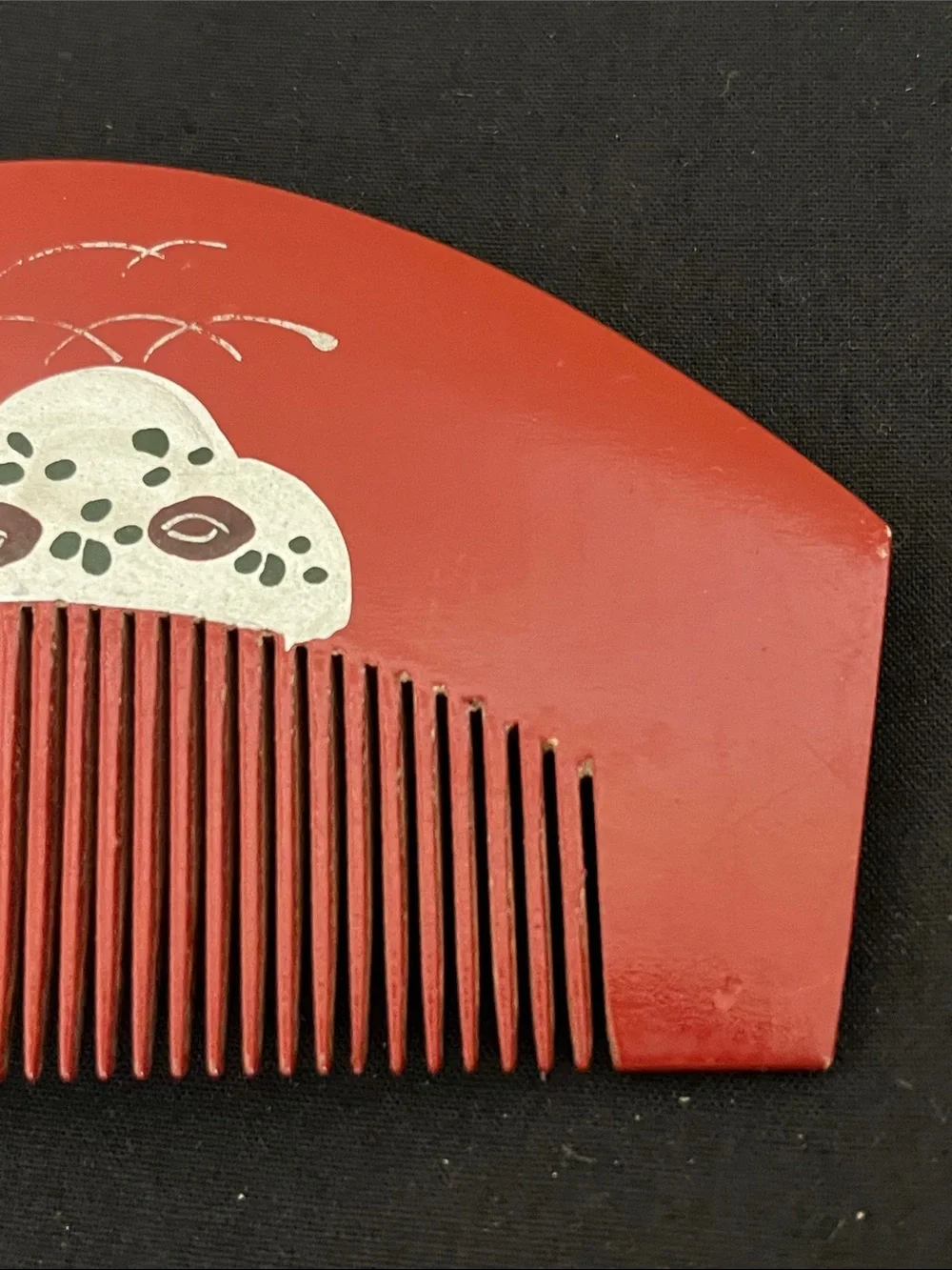 Vintage Red Floral Comb